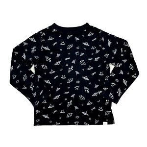 GAP Space UFO Rocket Ship Long Sleeve Shirt Like New 5T Black White